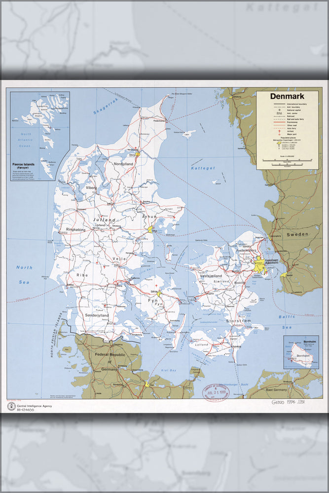 24"x36" Gallery Poster, cia map of denmark 1974 p2