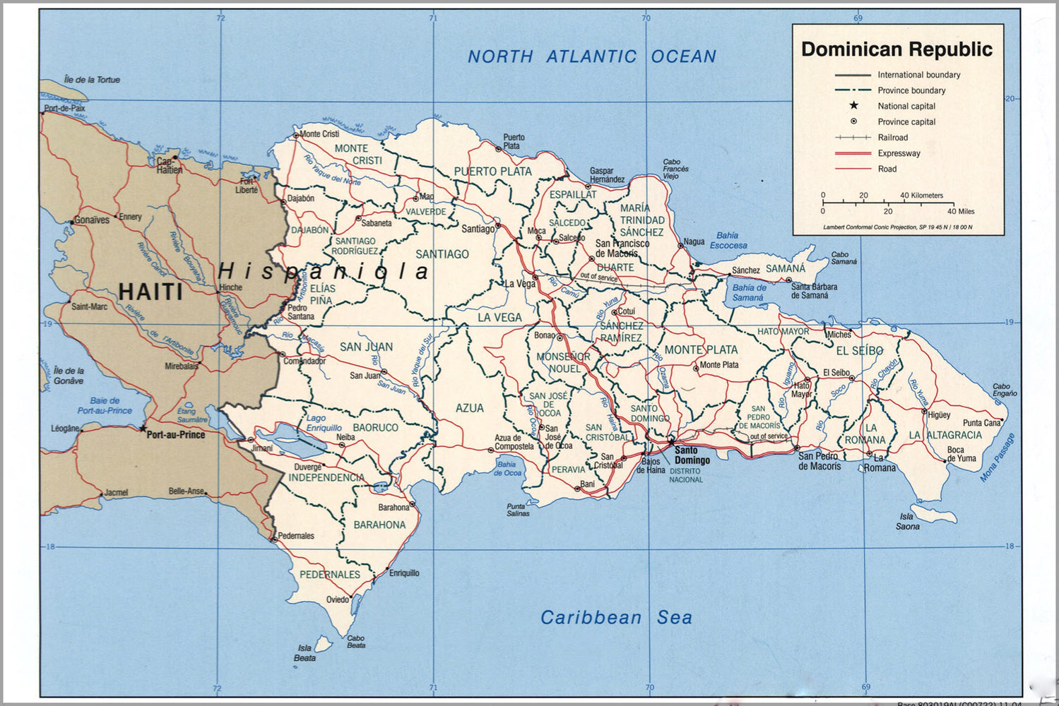 24"x36" Gallery Poster, cia map of dominican republic 2004 p3
