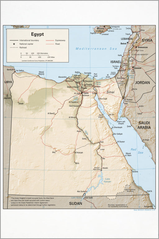 24"x36" Gallery Poster, cia map of egypt 1997