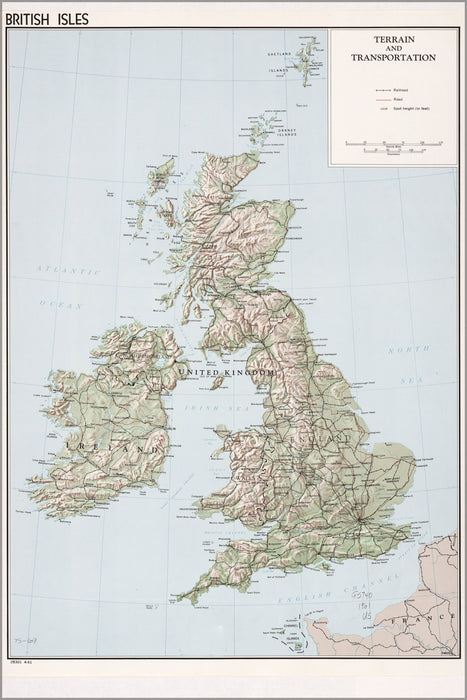 24"x36" Gallery Poster, cia map of great britain; england scotland ireland 1961