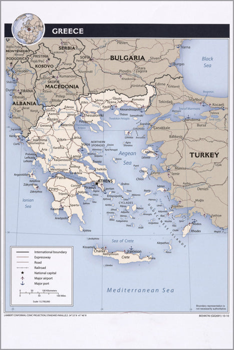24"x36" Gallery Poster, cia map of greece 2010