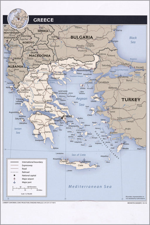 24"x36" Gallery Poster, cia map of greece 2010