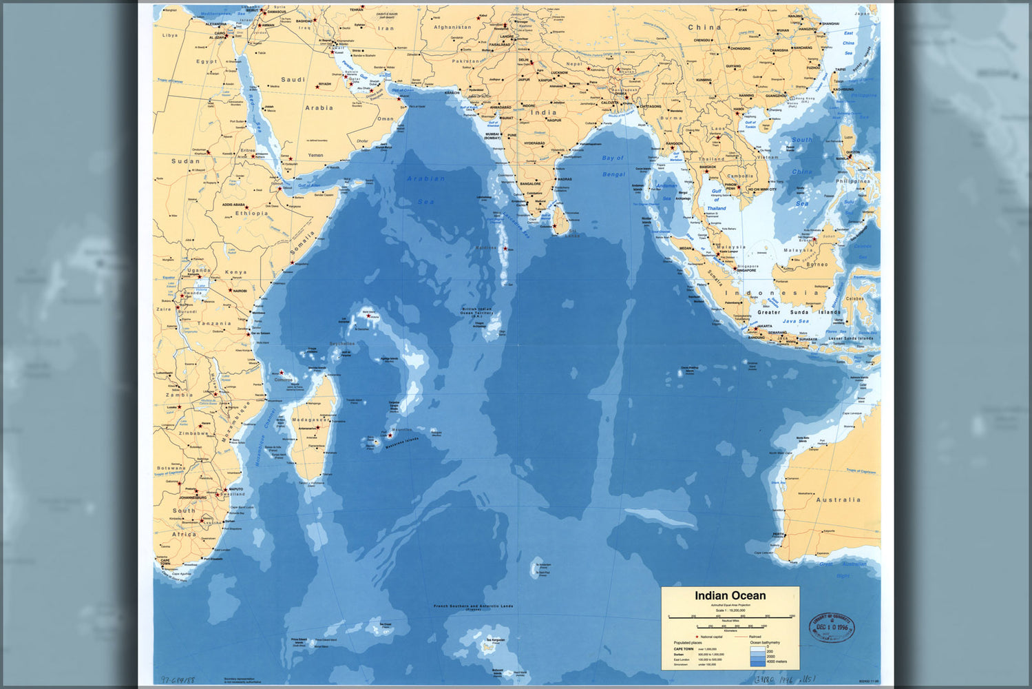 24"x36" Gallery Poster, cia map of indian ocean 1996