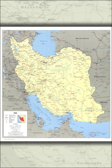 24"x36" Gallery Poster, cia map of iran 1991 p2