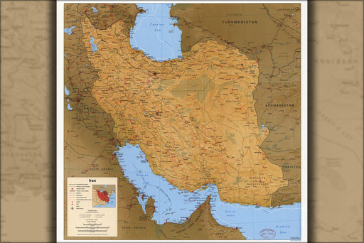 24"x36" Gallery Poster, cia map of iran 1996