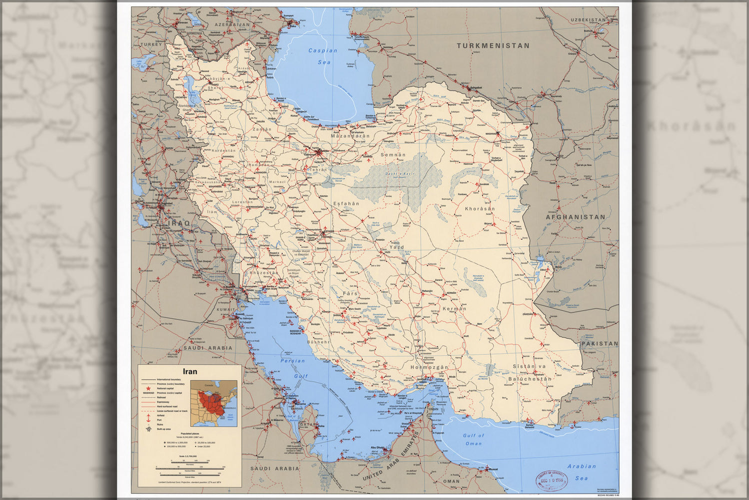 24"x36" Gallery Poster, cia map of iran 1996 p2