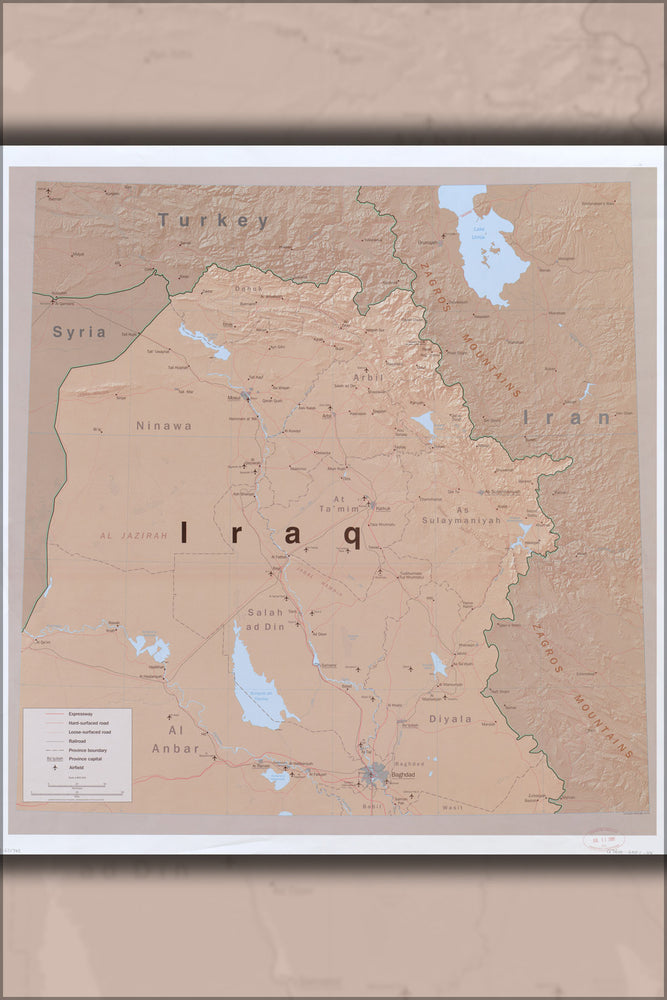 24"x36" Gallery Poster, cia map of iraq 2001