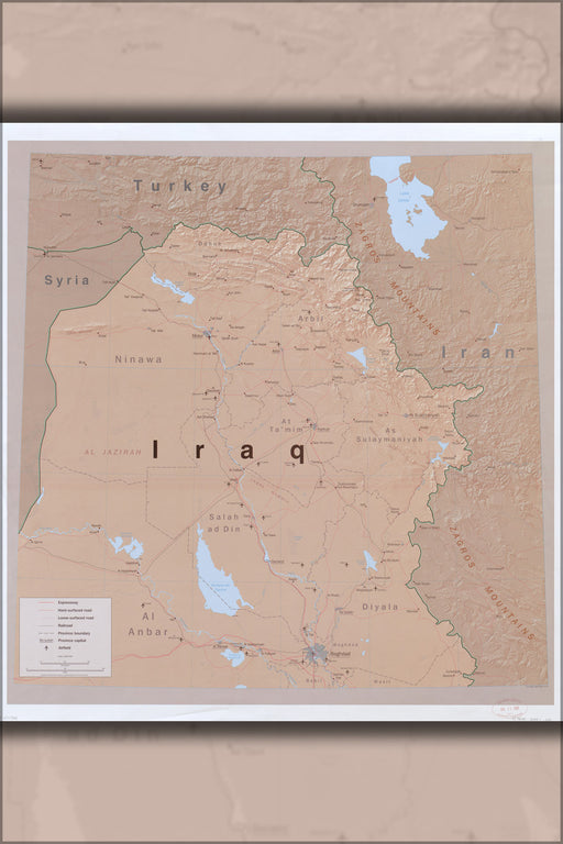 24"x36" Gallery Poster, cia map of iraq 2001