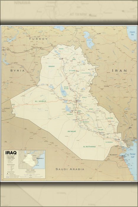 24"x36" Gallery Poster, cia map of iraq 2004