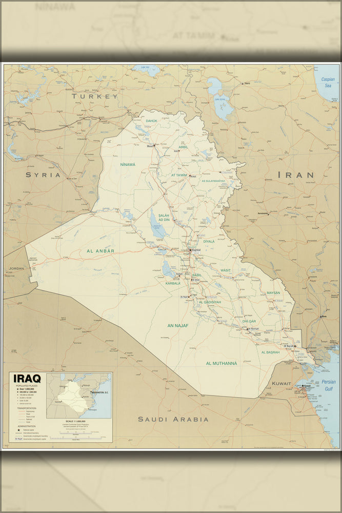 24"x36" Gallery Poster, cia map of iraq 2004