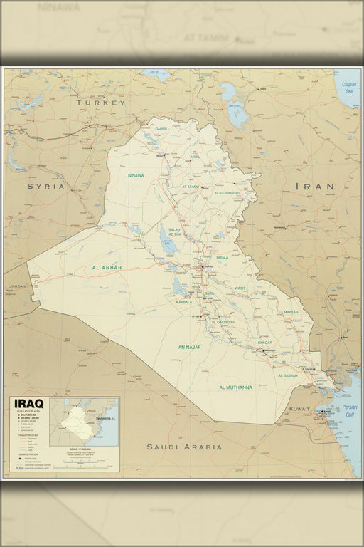 24"x36" Gallery Poster, cia map of iraq 2004
