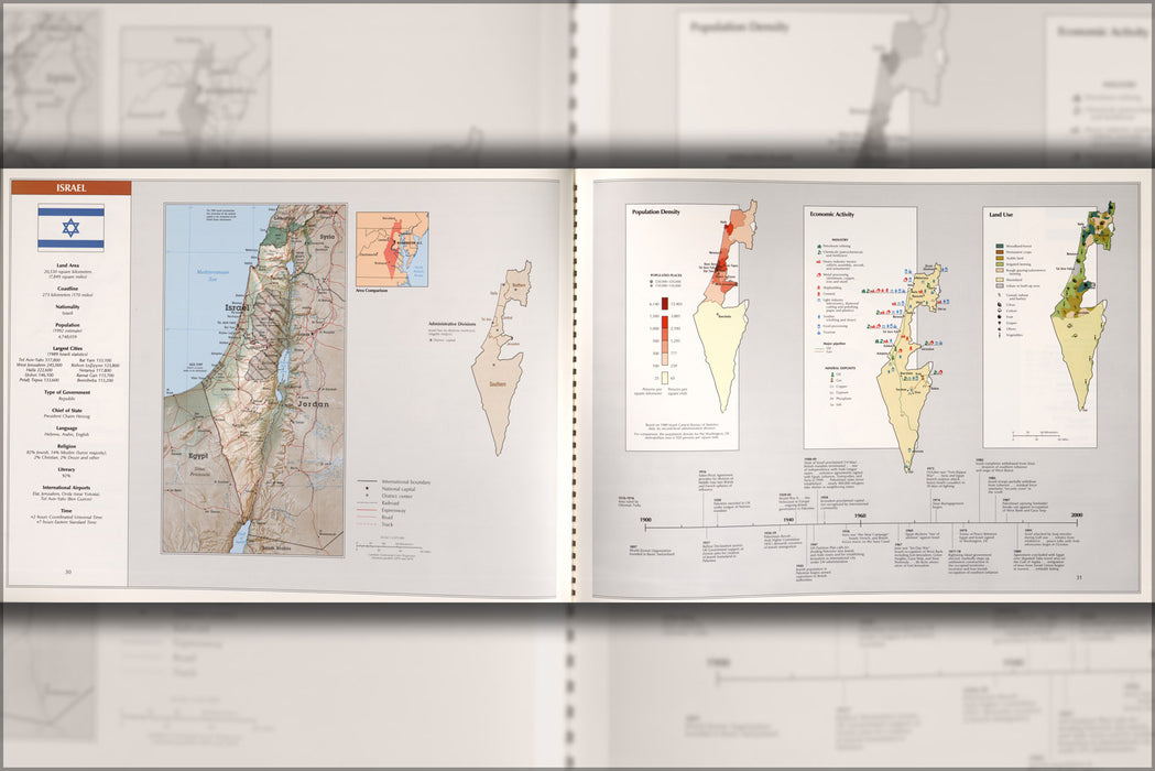 24"x36" Gallery Poster, cia map of israel