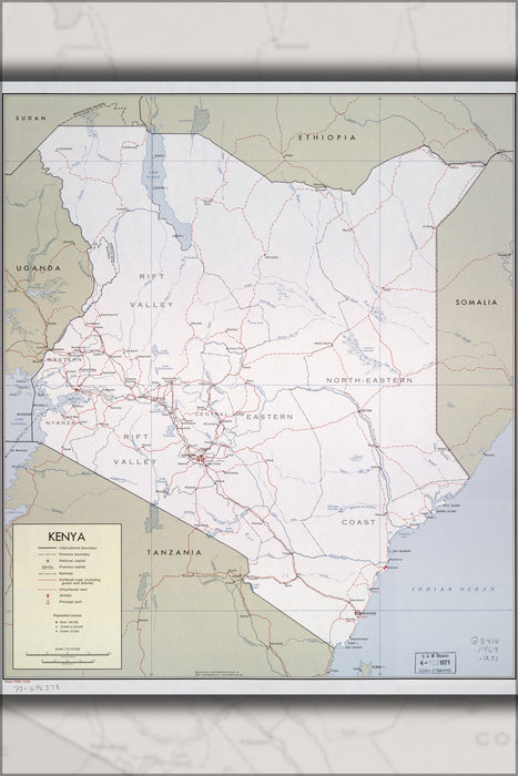 24"x36" Gallery Poster, cia map of kenya 1969 p2