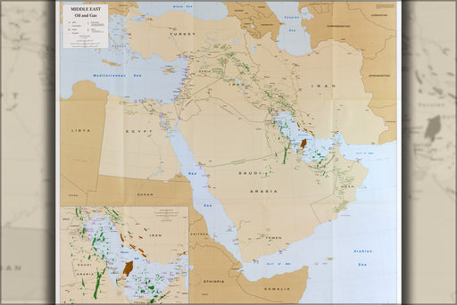 24"x36" Gallery Poster, cia map of middle east oil and gas P2