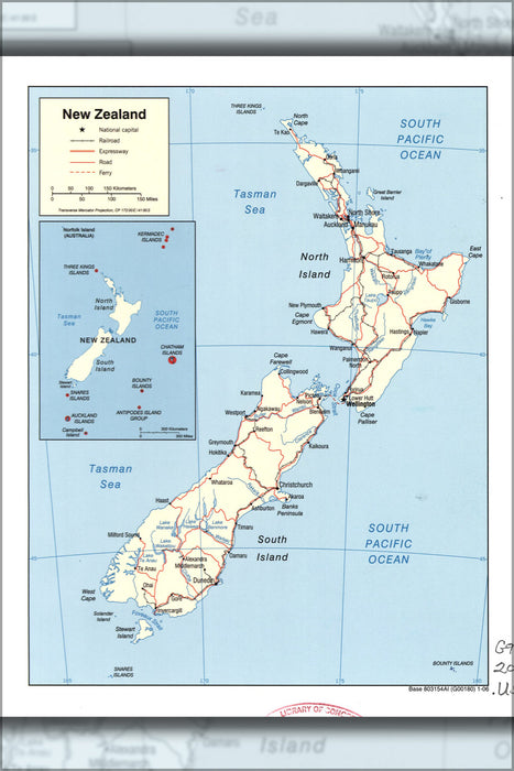 24"x36" Gallery Poster, cia map of new zealand 2006 p2