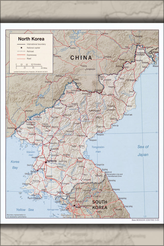 24"x36" Gallery Poster, cia map of north korea 2005 p2
