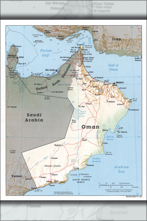 24"x36" Gallery Poster, cia map of oman 1996