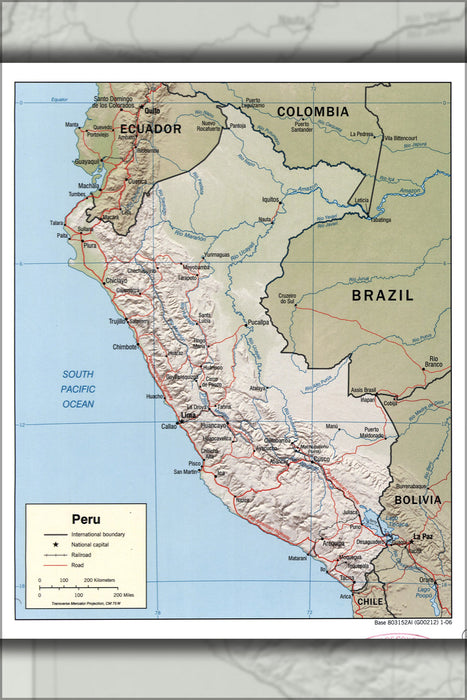 24"x36" Gallery Poster, cia map of peru 2006