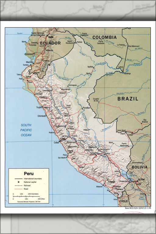 24"x36" Gallery Poster, cia map of peru 2006