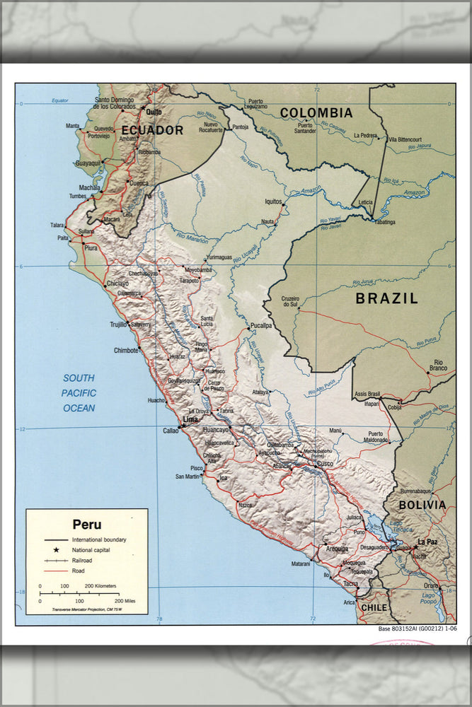 24"x36" Gallery Poster, cia map of peru 2006