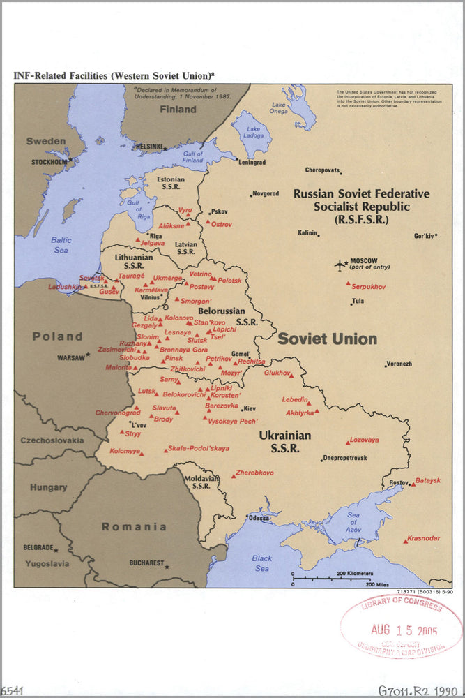 24"x36" Gallery Poster, cia map w soviet union INF nuclear weapons 1990