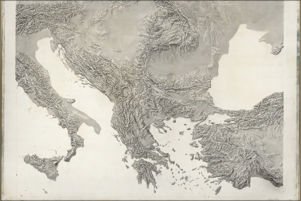 24"x36" Gallery Poster, cia terrain map of Balkans greece serbia
