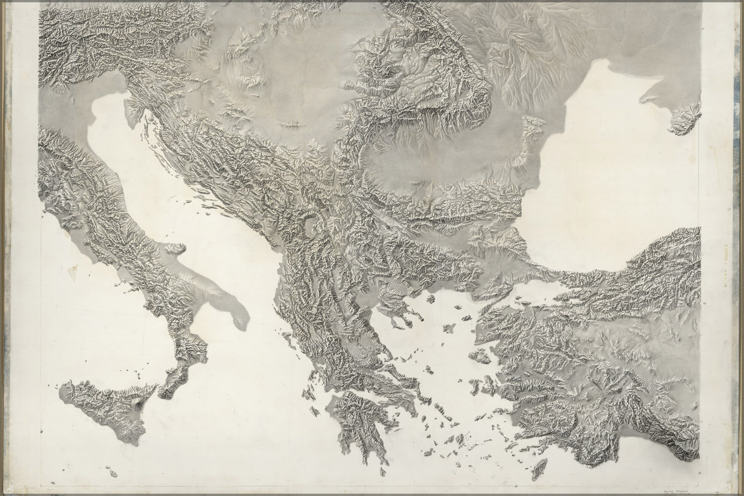 24"x36" Gallery Poster, cia terrain map of Balkans greece serbia