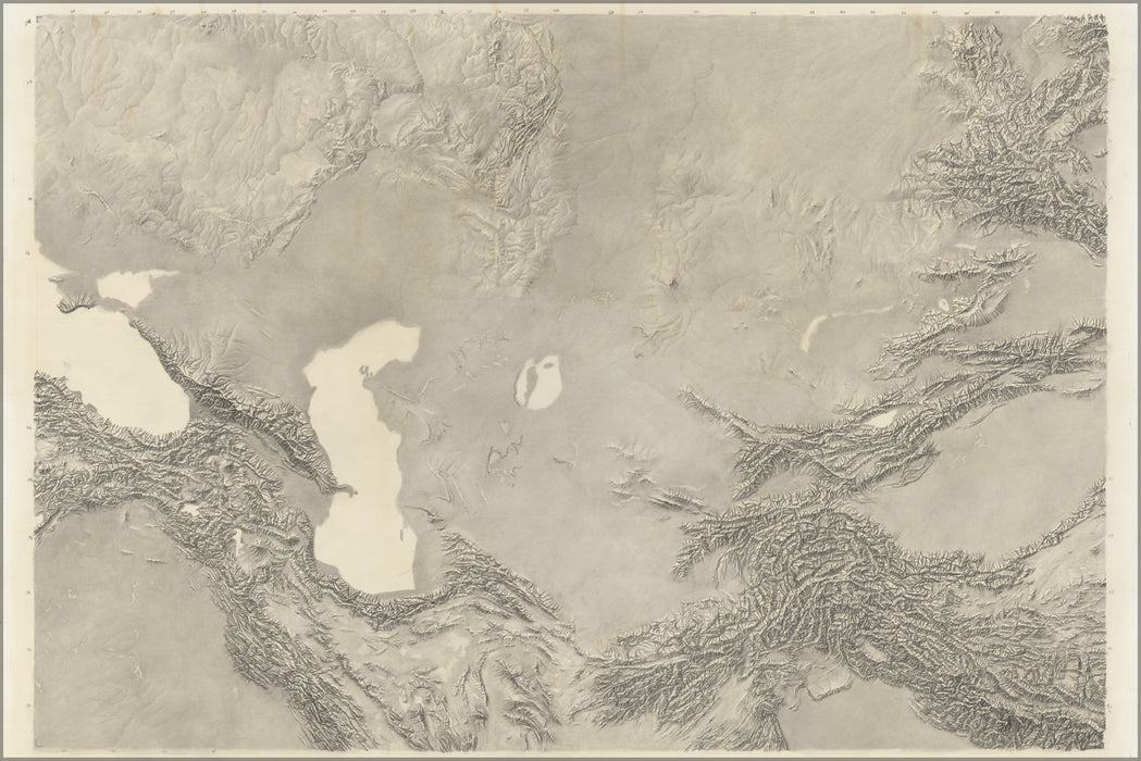 24"x36" Gallery Poster, cia terrain map of Central Asia