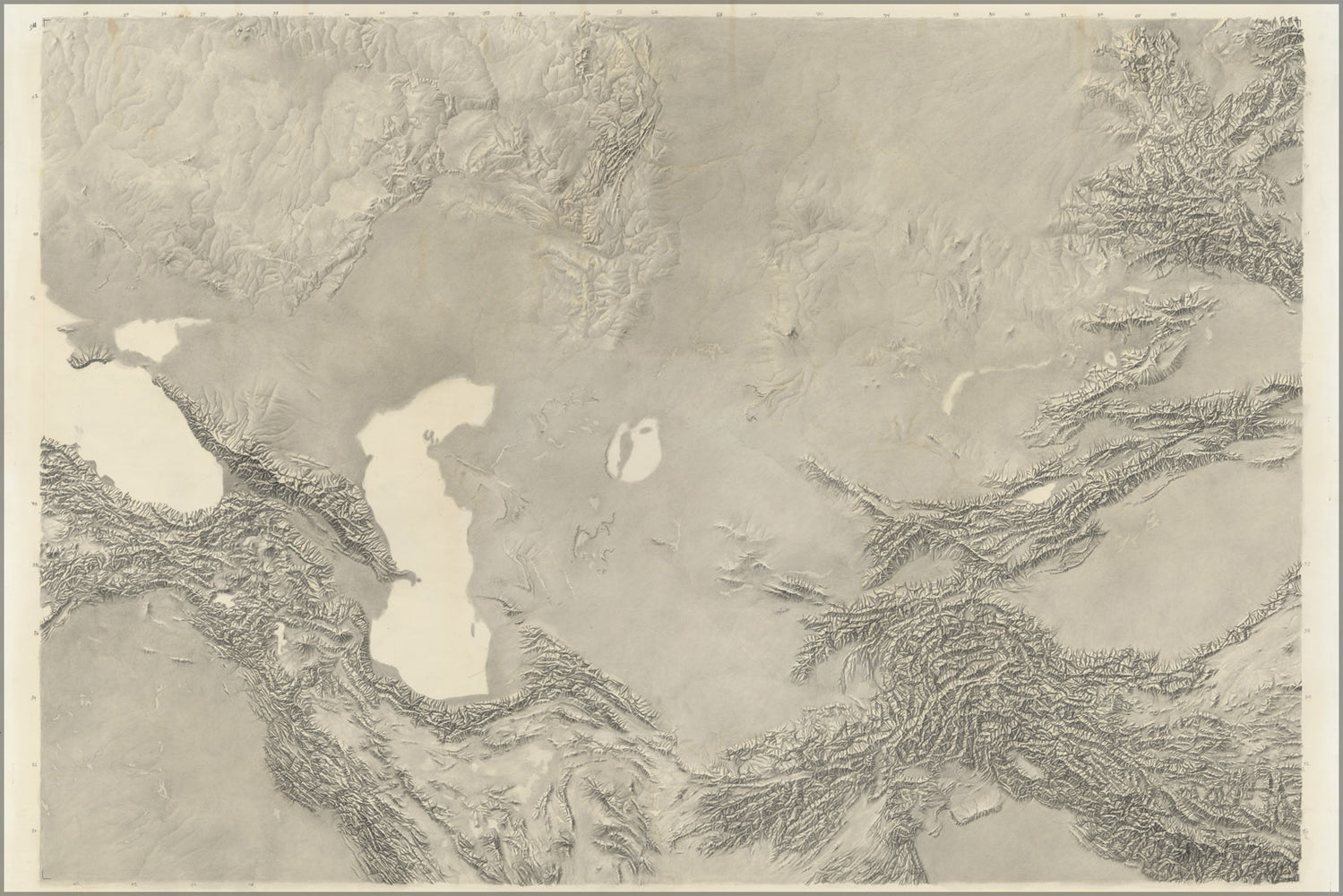 24"x36" Gallery Poster, cia terrain map of Central Asia