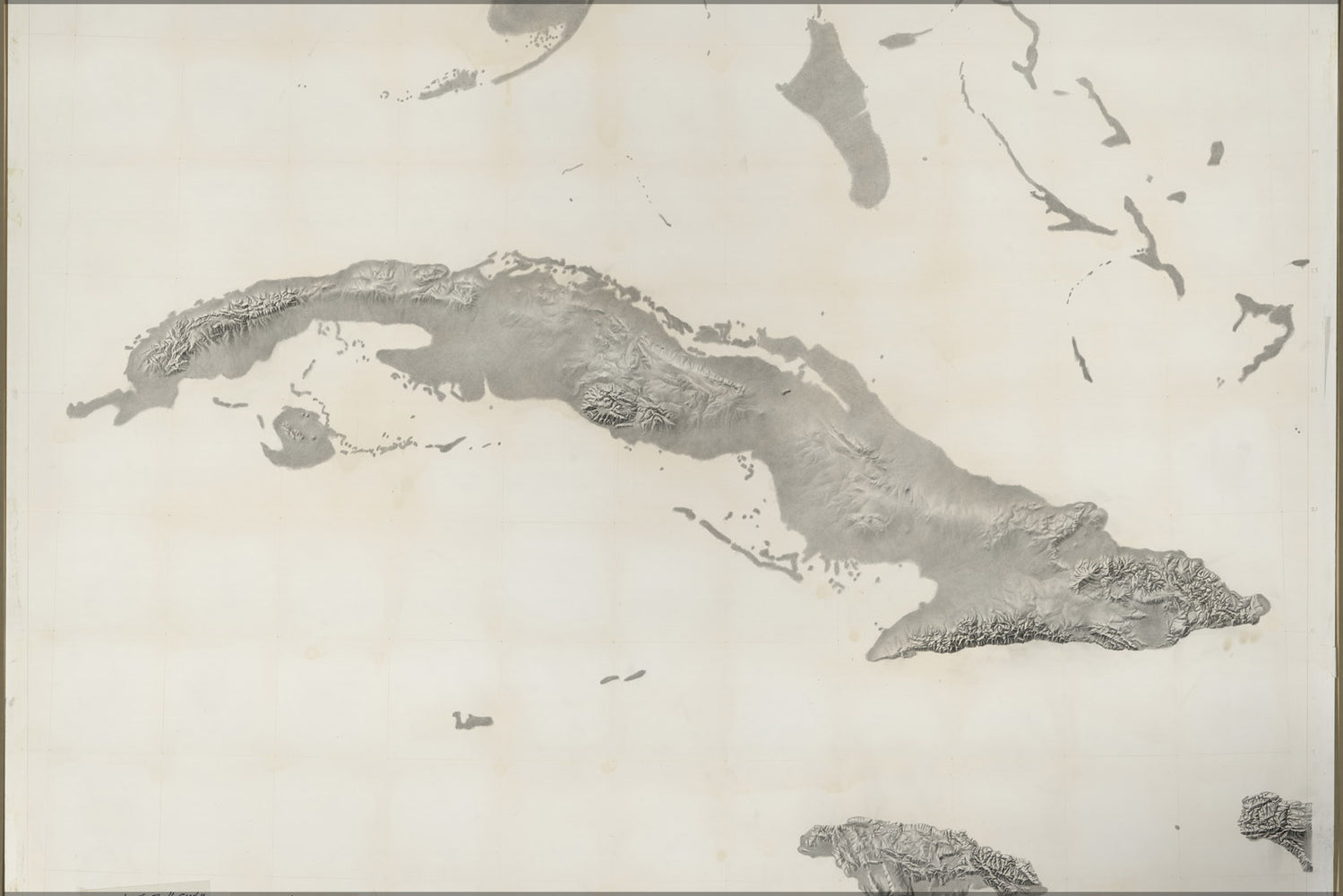24"x36" Gallery Poster, cia terrain map of Cuba p1