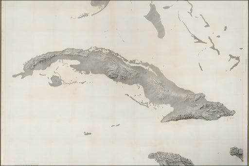 24"x36" Gallery Poster, cia terrain map of Cuba p1