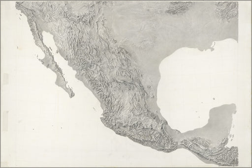24"x36" Gallery Poster, cia terrain map of Mexico