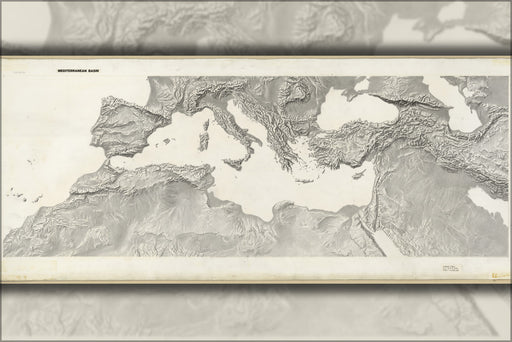 24"x36" Gallery Poster, cia terrain map of S. Europe and N. Africa P2