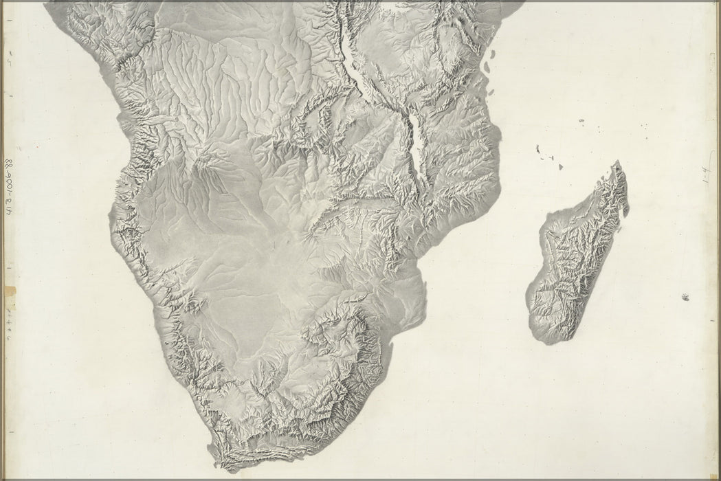 24"x36" Gallery Poster, cia terrain map of South Africa madagascar