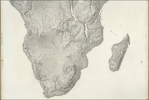 24"x36" Gallery Poster, cia terrain map of South Africa madagascar