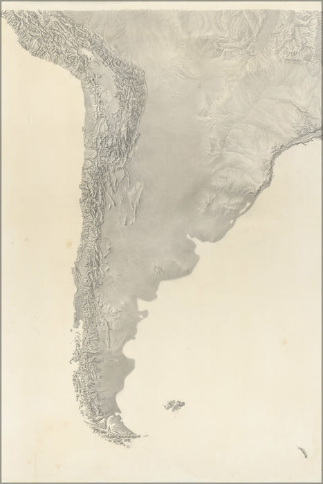 24"x36" Gallery Poster, cia terrain map of Southern South America