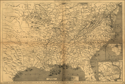 24"x36" Gallery Poster, civil war Map of armies in sourthern states 1861