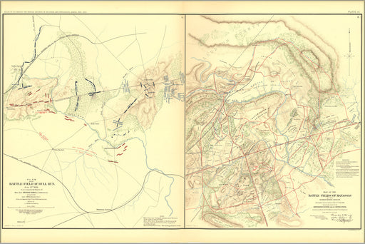 24"x36" Gallery Poster, civil war Map of the Battle of Bull Run manassas 1861