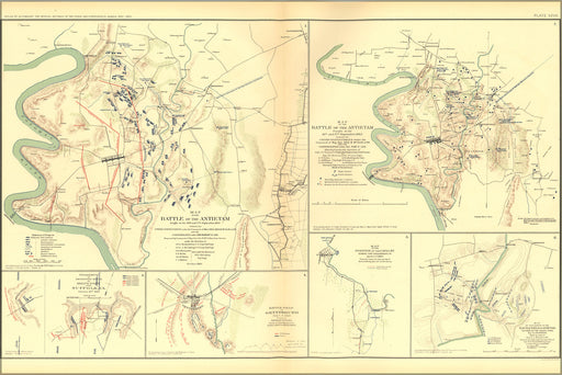 24"x36" Gallery Poster, civil war battle map of Antietam, Suffolk, Gettysburg, Franklin
