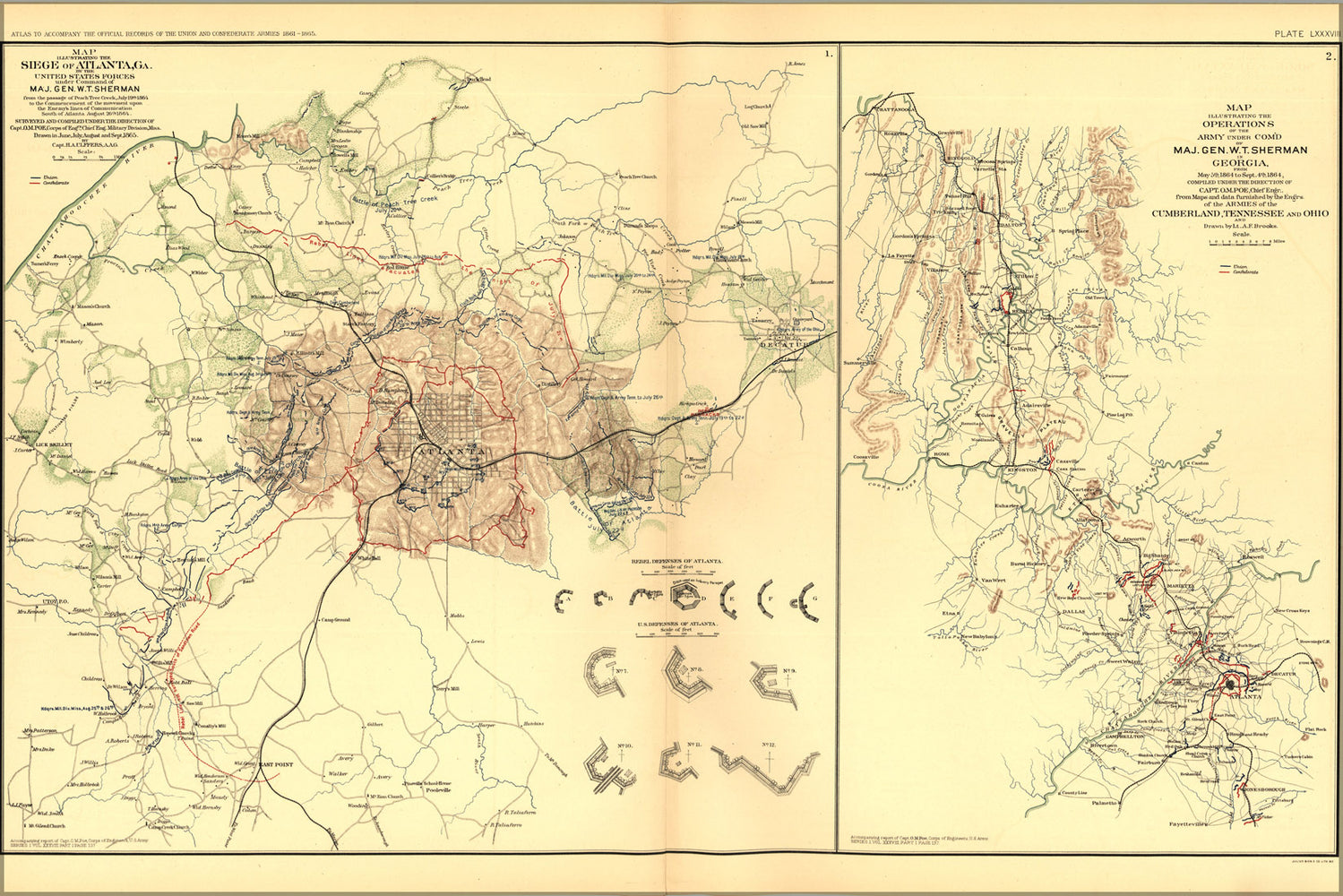 24"x36" Gallery Poster, civil war map Atlanta (GA), Georgia