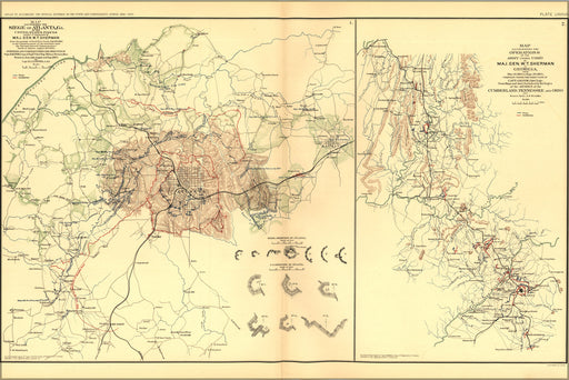 24"x36" Gallery Poster, civil war map Atlanta (GA), Georgia