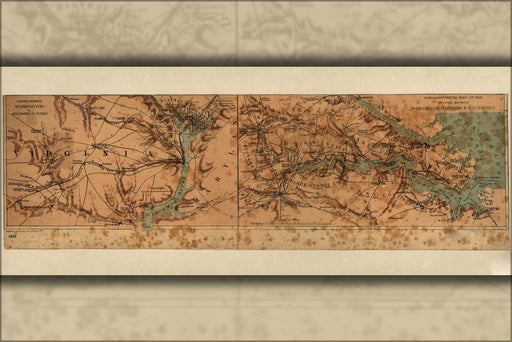 24"x36" Gallery Poster, civil war map Washington DC Manassas Junc. 1865