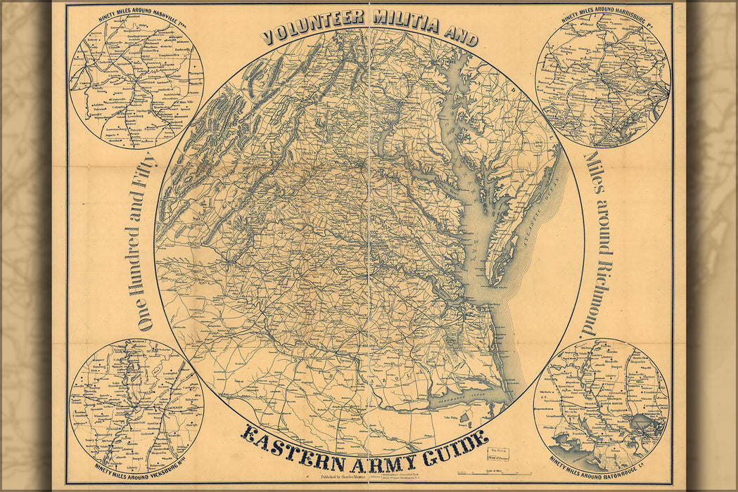 24"x36" Gallery Poster, civil war map area around Richmond virginia