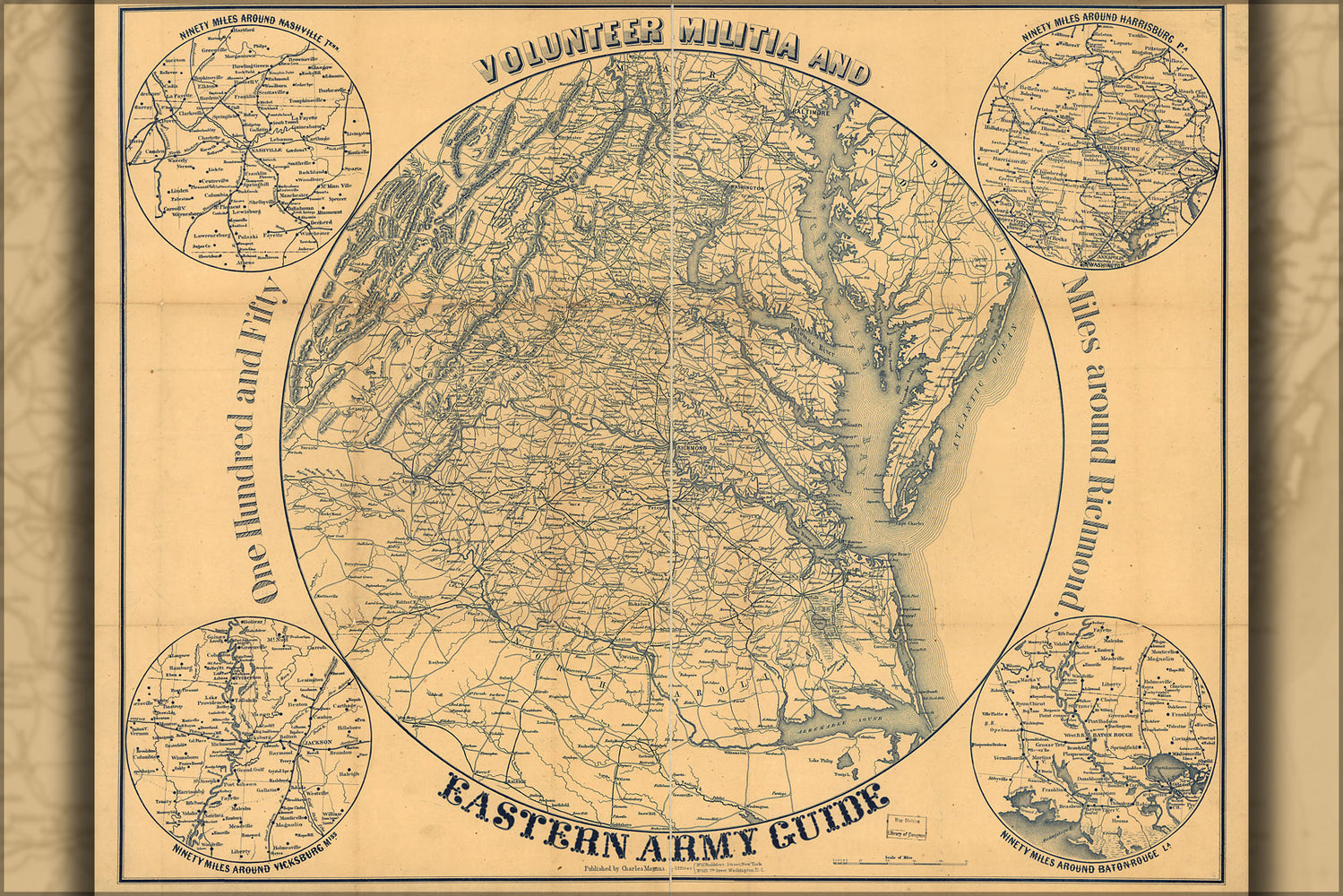 24"x36" Gallery Poster, civil war map area around Richmond virginia