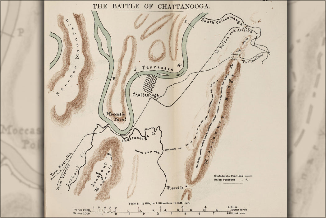 24"x36" Gallery Poster, civil war map of Battle of Chattanooga