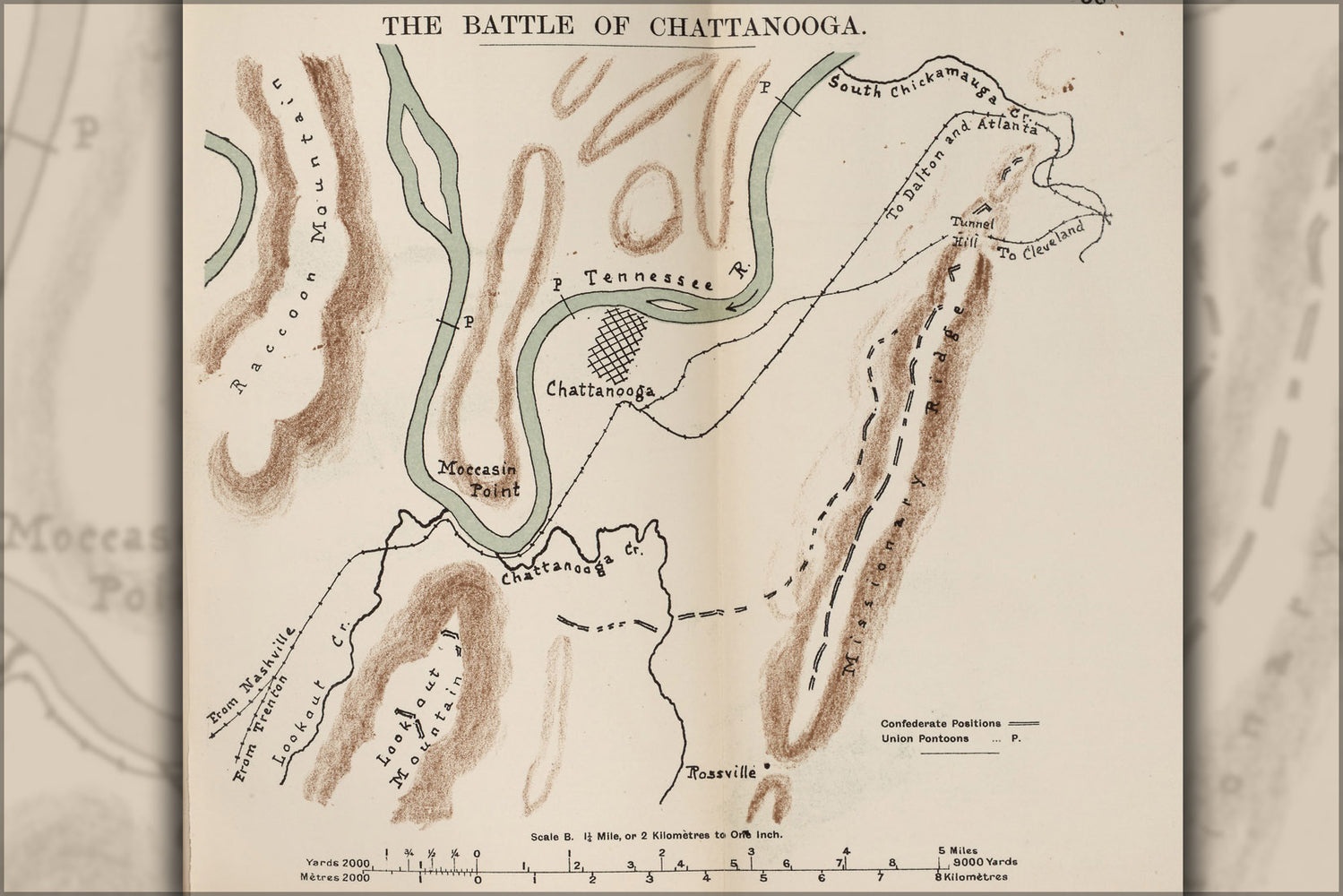 24"x36" Gallery Poster, civil war map of Battle of Chattanooga
