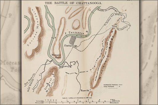 24"x36" Gallery Poster, civil war map of Battle of Chattanooga