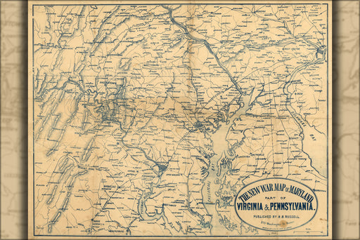 24"x36" Gallery Poster, civil war map of Maryland 1863