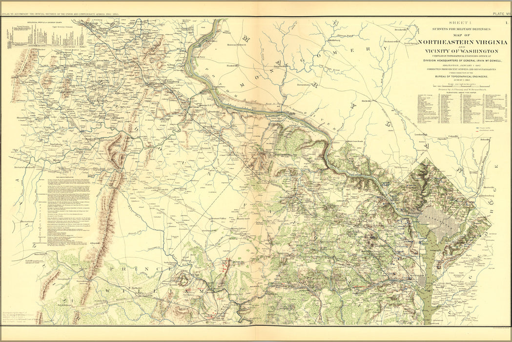 24"x36" Gallery Poster, civil war map of Northeastern Virginia and the Vicinity of Washington D.C