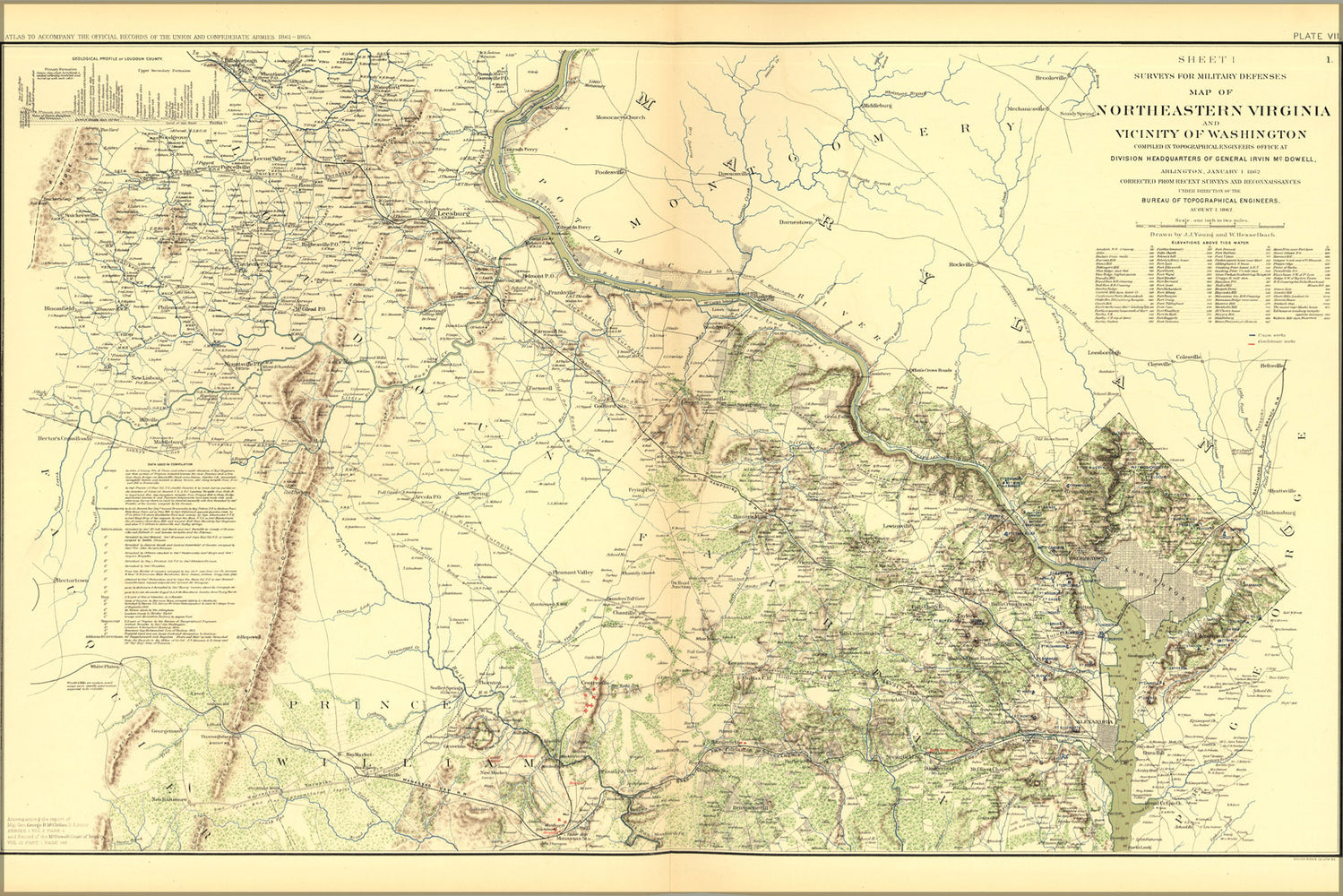 24"x36" Gallery Poster, civil war map of Northeastern Virginia and the Vicinity of Washington D.C